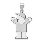14K White Gold Medium Boy w/Hat on Right Engravable Charm, 30 x 20mm view