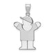 14K White Gold Medium Boy w/Hat on Right Engravable Charm, 30 x 20mm