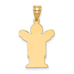 14K Solid Satin Engravable Boy with Overalls Charm view