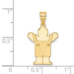 14K Solid Satin Engravable Boy with Overalls Charm view