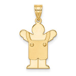 14K Solid Satin Engravable Boy with Overalls Charm view