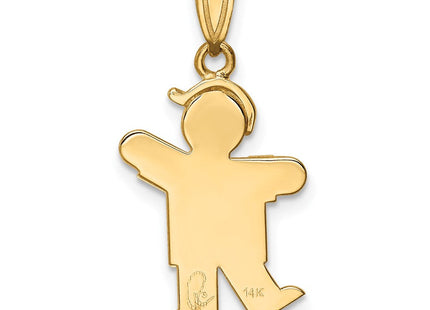 14k Solid Engravable Boy with Hat on Left Charm (Style XK378)