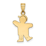 14K Solid Engravable Boy with Hat on Left Charm, 25 x 15mm view
