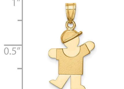 14k Solid Engravable Boy with Hat on Left Charm (Style XK378)