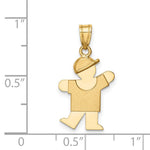 14K Solid Engravable Boy with Hat on Left Charm, 25 x 15mm view