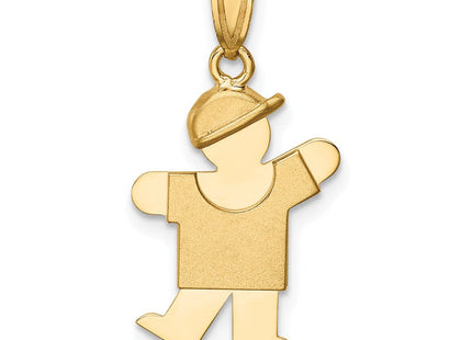 14k Solid Engravable Boy with Hat on Left Charm (Style XK378)
