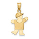14K Solid Engravable Boy with Hat on Left Charm, 25 x 15mm