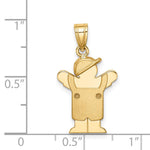 14K Solid Engravable Boy in Overalls with Hat on Left Charm, 26 x 15mm view