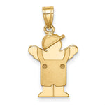 14K Solid Engravable Boy in Overalls with Hat on Left Charm, 26 x 15mm view
