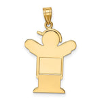 14K Solid Engravable Boy with Hat on Left Charm, 30 x 18mm view