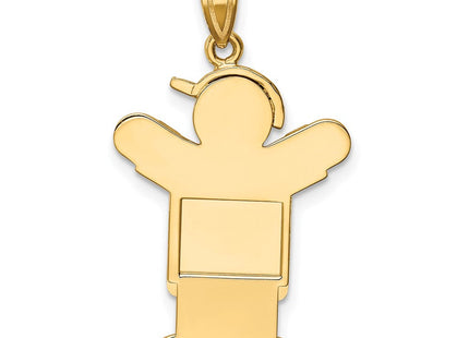 14k Solid Engravable Boy in Overalls with Hat on Left Charm (Style XK389)