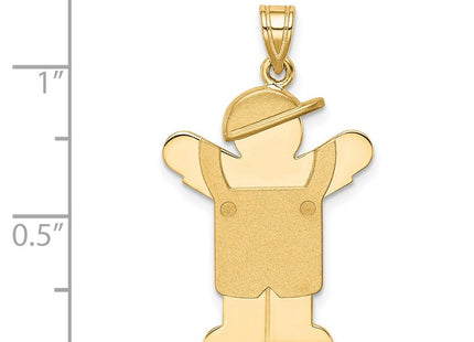 14k Solid Engravable Boy in Overalls with Hat on Left Charm (Style XK389)