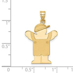 14K Solid Engravable Boy in Overalls with Hat on Left Charm, 30 x 20mm view