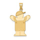 14K Solid Engravable Boy with Hat on Left Charm, 30 x 18mm