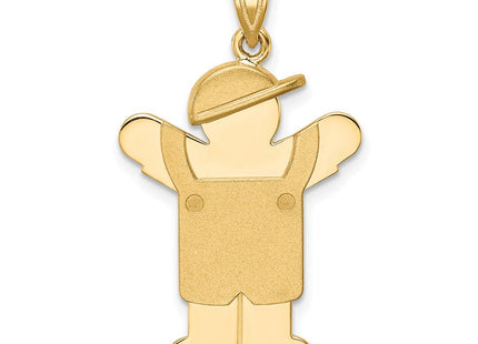 14k Solid Engravable Boy in Overalls with Hat on Left Charm (Style XK389)