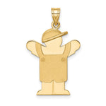 14K Solid Engravable Boy in Overalls with Hat on Left Charm, 30 x 20mm view