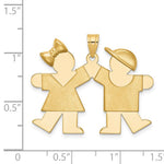 14K Solid Engravable Girl on Left and Boy on Right Charm view