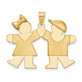 14K Solid Engravable Girl on Left and Boy on Right Charm