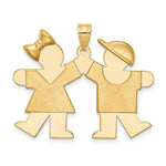 14K Solid Engravable Girl on Left and Boy on Right Charm view