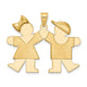 14K Solid Engravable Girl on Left and Boy on Right Charm