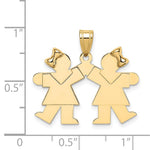 14K Solid Engravable Small Double Girls Charm view
