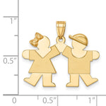 14K Solid Engravable Small Girl on Left and Boy on Right Charm view