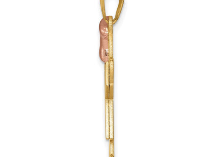 14k Two-Tone Large Girl with Bow on Left Engravable Charm (Style XK401)