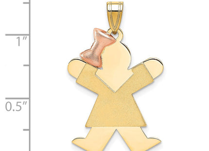 14k Two-Tone Large Girl with Bow on Left Engravable Charm (Style XK401)