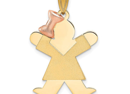 14k Two-Tone Large Girl with Bow on Left Engravable Charm (Style XK401)