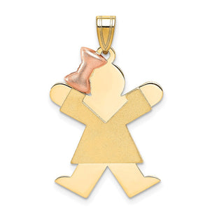 14k Two-Tone Large Girl with Bow on Left Engravable Charm (Style XK401)