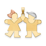 14K Two-Tone Large Girl with Bow on Left Engravable Charm, 30 x 18mm view