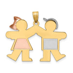 14K Tri-Color Large Boy on Left and Girl on Right Engravable Charm, 25 x 35mm view