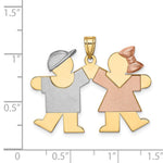 14K Tri-Color Large Boy on Left and Girl on Right Engravable Charm, 25 x 35mm view