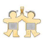 14K Two-Tone Large Double Boys Engravable Charm, 25 x 35mm view