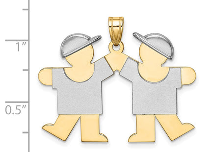 14k Two-Tone Large Double Boys Engravable Charm (Style XK421)