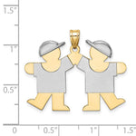14K Two-Tone Large Double Boys Engravable Charm, 25 x 35mm view