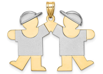 14k Two-Tone Large Double Boys Engravable Charm (Style XK421)