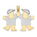 14K Two-Tone Large Double Boys Engravable Charm, 25 x 35mm