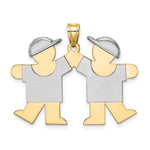 14K Two-Tone Large Double Boys Engravable Charm, 25 x 35mm view