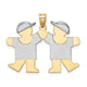 14K Two-Tone Large Double Boys Engravable Charm, 25 x 35mm