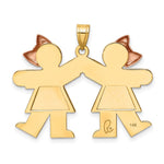 14K Two-Tone Large Double Girls Engravable Charm view