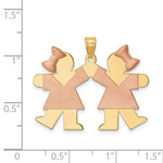 14K Two-Tone Large Double Girls Engravable Charm view