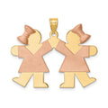 14K Two-Tone Large Double Girls Engravable Charm
