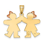 14K Two-Tone Small Double Girls Engravable Charm, 21 x 25mm view