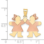 14K Two-Tone Small Double Girls Engravable Charm, 21 x 25mm view