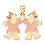 14K Two-Tone Small Double Girls Engravable Charm, 21 x 25mm view