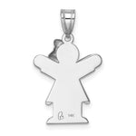 14K White Gold Small Girl with Bow on Right Engravable Charm view