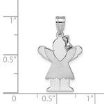14K White Gold Small Girl with Bow on Right Engravable Charm view