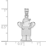 14K White Gold Small Boy with Hat on Left Engravable Charm view