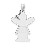 14K White Gold Medium Girl with Bow on Right Engravable Charm view